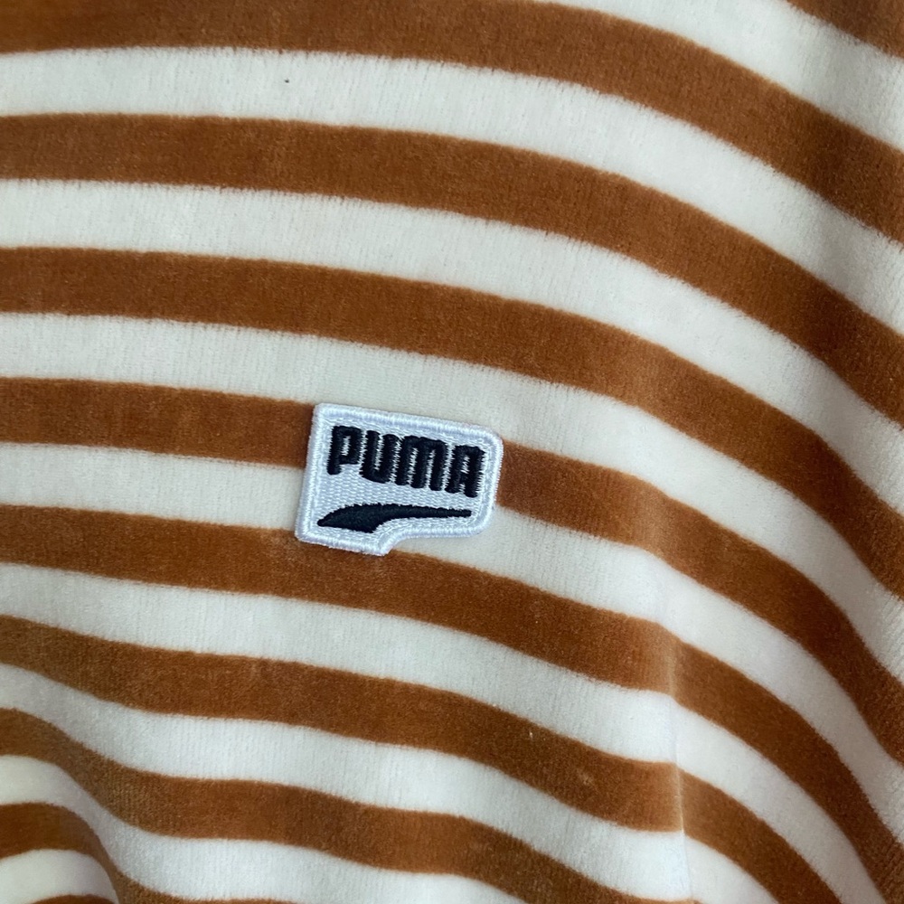 Puma Downtown Velour Orange and White Stripped Long Sleeve-Size Polo-Size L - Picture 5 of 10